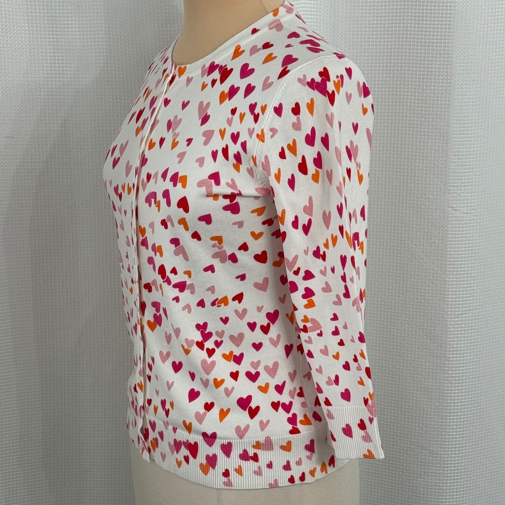 Cable & Gauge Women's All-Over Hearts Print Cardigan Sweater - Picture 3 of 10